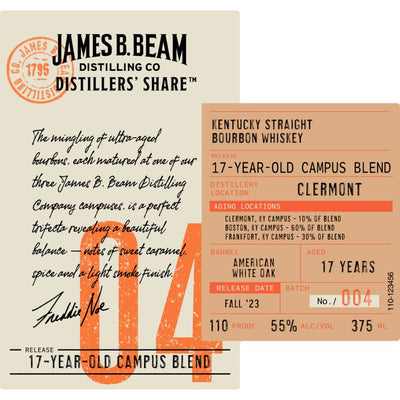 James B. Beam Distillers' Share 04 17 Year Old Campus Blend - Main Street Liquor