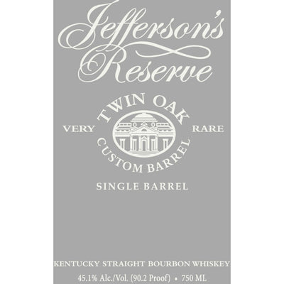 Jefferson’s Reserve Single Barrel Twin Oak Custom Barrel Bourbon - Main Street Liquor