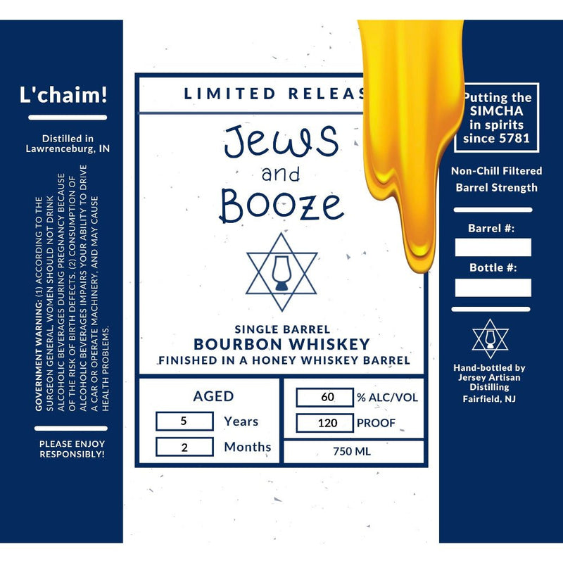 Jews and Booze Honey Whiskey Barrel Finished Bourbon - Main Street Liquor