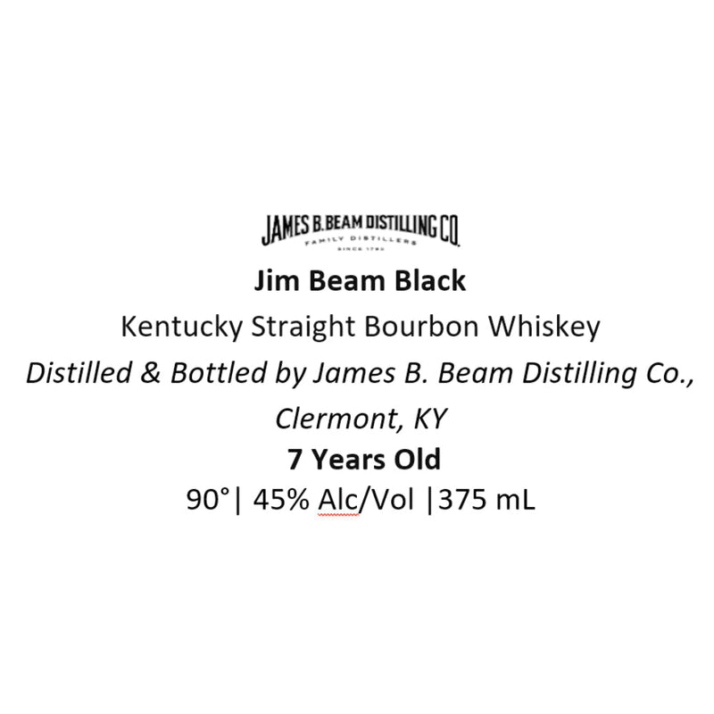 Jim Beam Black 7 Year Old Bourbon 375mL - Main Street Liquor