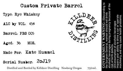 Killdeer Distilling Custom Private Barrel Rye Whiskey - Main Street Liquor