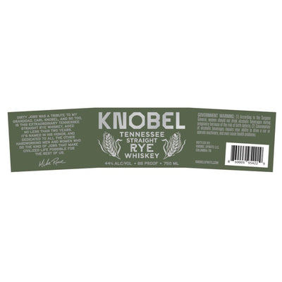 Knobel Tennessee Straight Rye Whiskey by Mike Rowe - Main Street Liquor