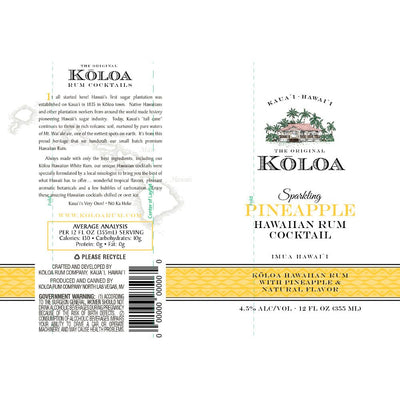 Kōloa Sparkling Pineapple Hawaiian Rum Cocktail 4pk - Main Street Liquor