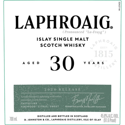 Laphroaig 30 Year Old 2024 Release - Main Street Liquor