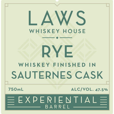 Laws Experiential Barrel Rye Finished in Sauternes Cask - Main Street Liquor