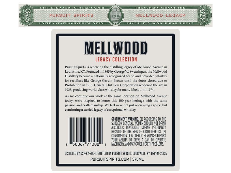 Mellwood Legacy Collection Kentucky Straight Bourbon Whisky Bottled in Bond 375mL - Main Street Liquor