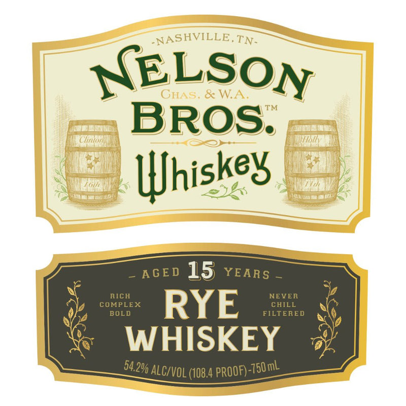 Nelson Bros 15 Year Old Rye Whiskey - Main Street Liquor