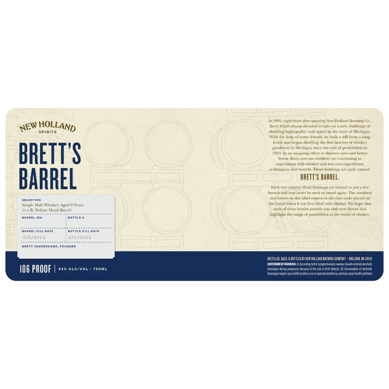 New Holland Brett’s Barrel 9 Year Single Malt Whiskey - Main Street Liquor
