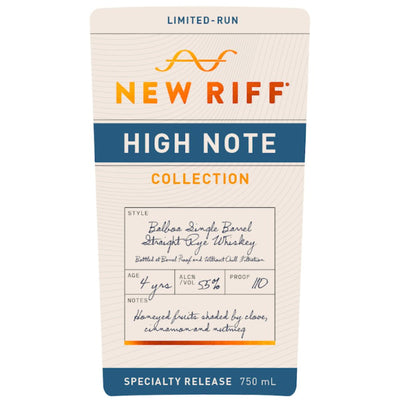 New Riff High Note Collection Single Barrel Balboa Straight Rye - Main Street Liquor