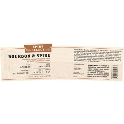Oak & Eden Bourbon & Spire Bourbon Amburana Wood Spiral Finished - Main Street Liquor