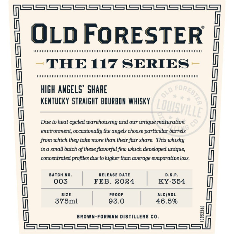 Old Forester 117 Series High Angels’ Share 2024 Release - Main Street Liquor