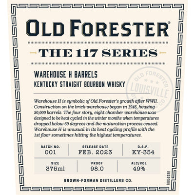 Old Forester 117 Series Warehouse H Kentucky Straight Bourbon - Main Street Liquor