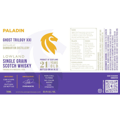 Paladin Ghost Trilogy XXI Dumbarton Distillery 21 Year Old Moscatel Cask 2022 - Main Street Liquor