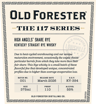 Old Forester 117 Series High Angels’ Share Rye - Main Street Liquor