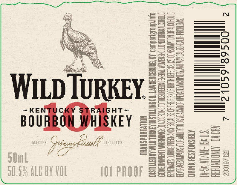 Wild Turkey 101 Kentucky Straight Bourbon Whiskey 50ml Wild Turkey