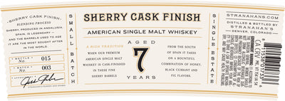 Stranahan's Sherry Cask Finish American Single Malt Whiskey Aged 7 Years Stranahan's