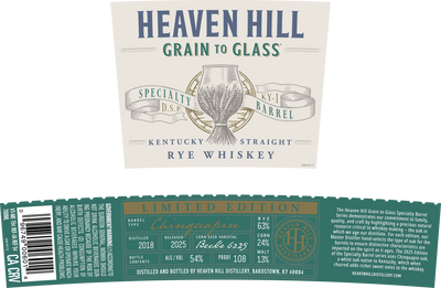 Heaven Hill Grain to Glass Rye Whiskey Chinquapin Oak Heaven Hill Distillery