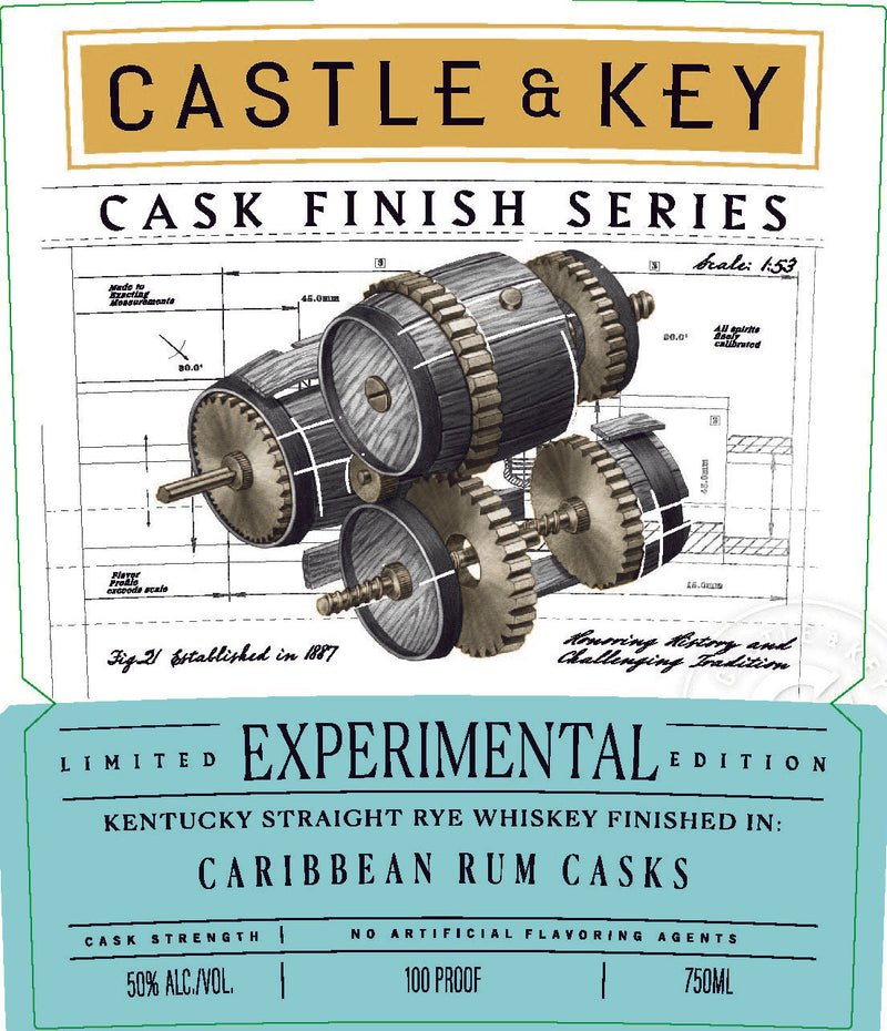 Castle & Key Experimental Rye Whiskey Caribbean Rum Cask Finish 750ml Castle & Key