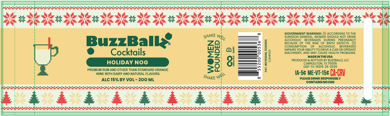BuzzBallz Cocktails Holiday Nog 200ml Buzzballz