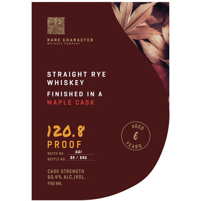 Rare Character Straight Rye Finished in a Maple Cask - Main Street Liquor