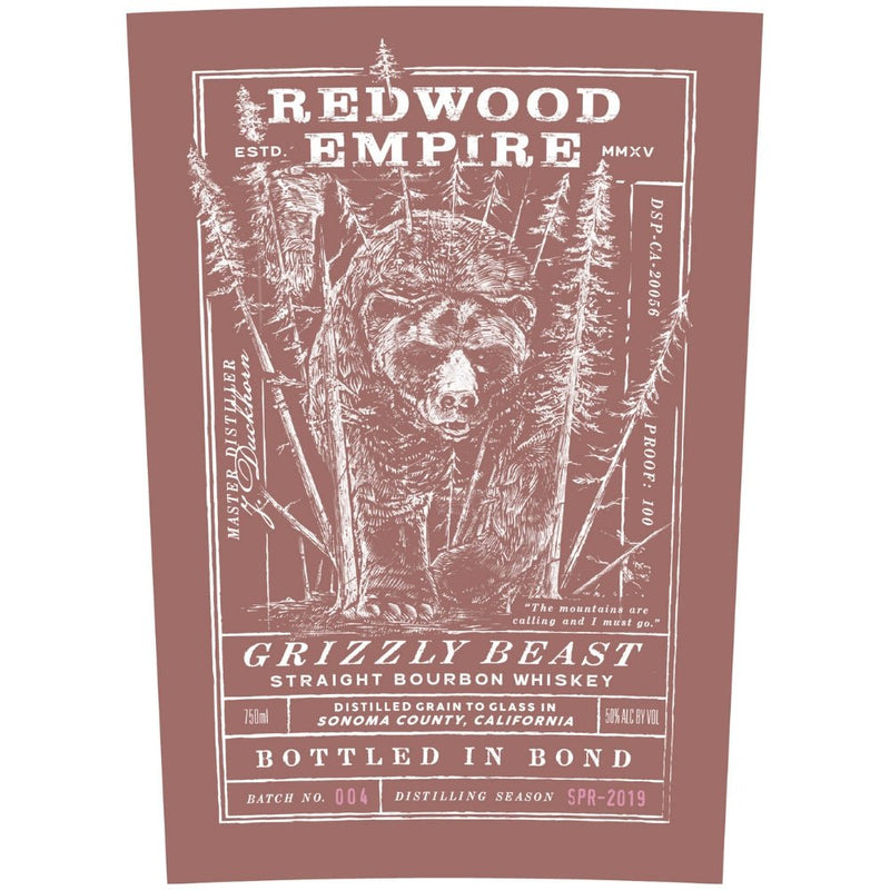 Redwood Empire Grizzly Beast Straight Bourbon Batch 004 - Main Street Liquor