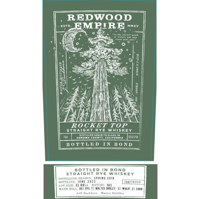 Redwood Empire Rocket Top Straight Rye Batch 003 - Main Street Liquor