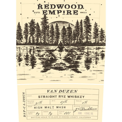 Redwood Empire Van Duzen Straight Rye Whiskey - Main Street Liquor