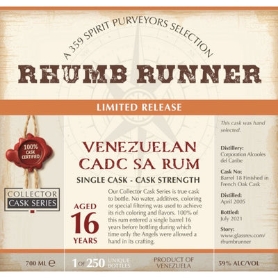 Rhumb Runner Limited Release Venezuelan Cadc Sa Rum - Main Street Liquor