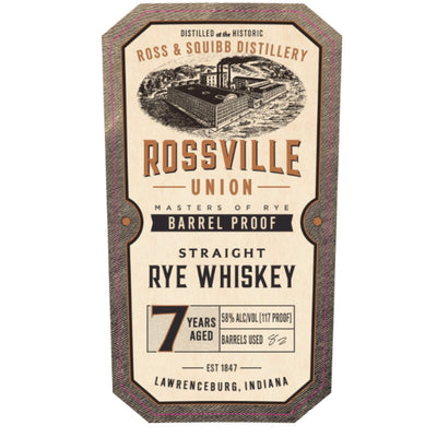 Rossville Union 7 Year Old Barrel Proof Straight Rye - Main Street Liquor