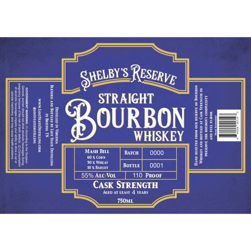 Shelby’s Reserve Cask Strength Straight Bourbon - Main Street Liquor
