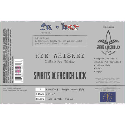Spirits of French Lick Fu-Bar Indiana Rye - Main Street Liquor