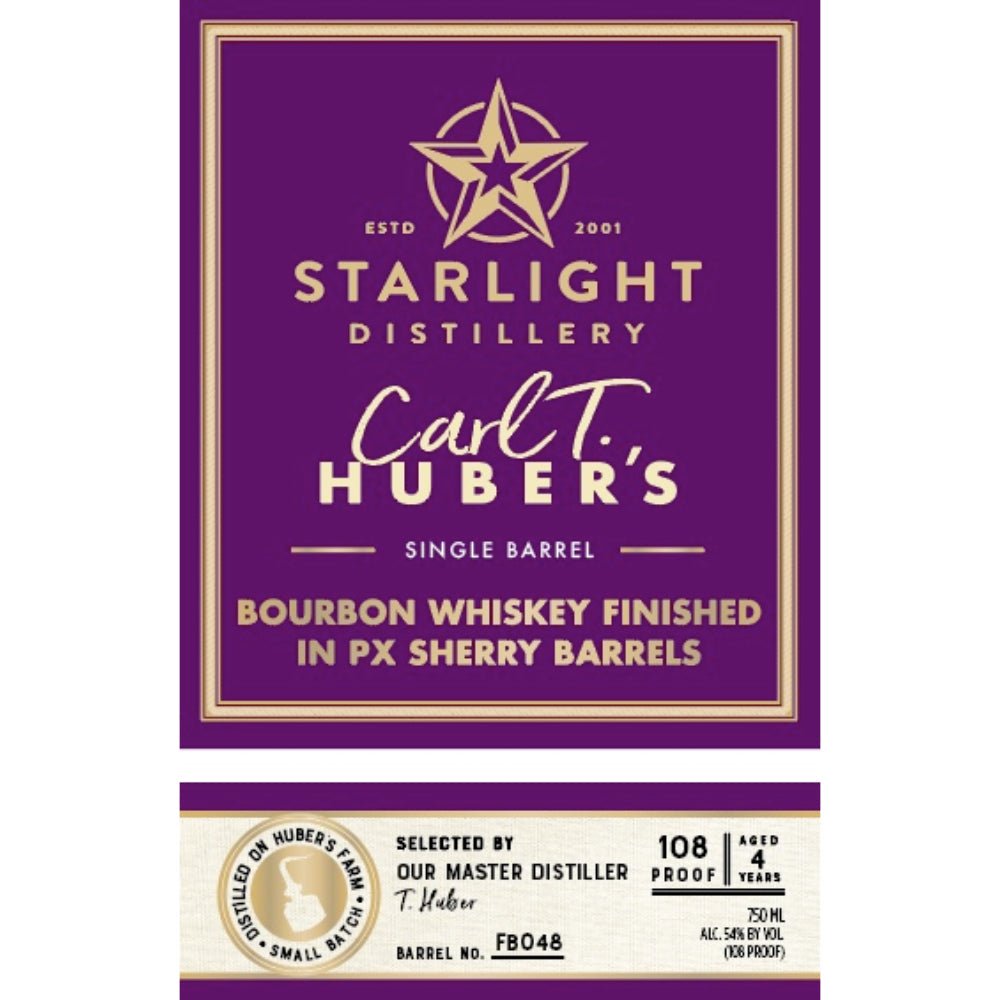 Starlight Carl T. Bourbon Finished in PX Sherry Barrels (Single Barrel)