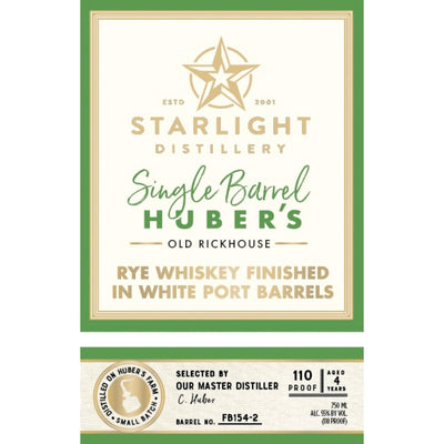 Starlight 4 Year Old Rye Finished in White Port Barrels - Main Street Liquor