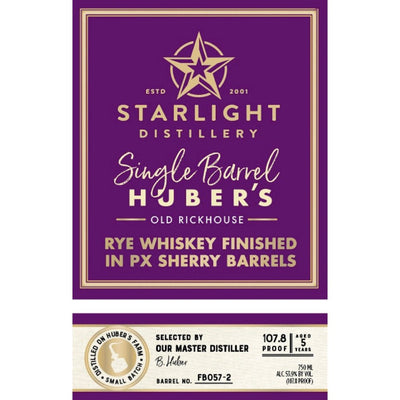 Starlight 5 Year Old Rye Finished In PX Sherry Barrels - Main Street Liquor