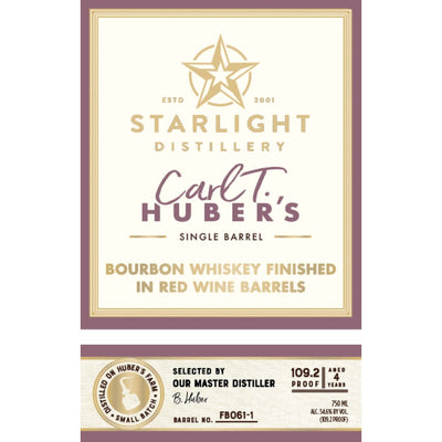 Starlight Bourbon Finished in Red Wine Barrels - Main Street Liquor