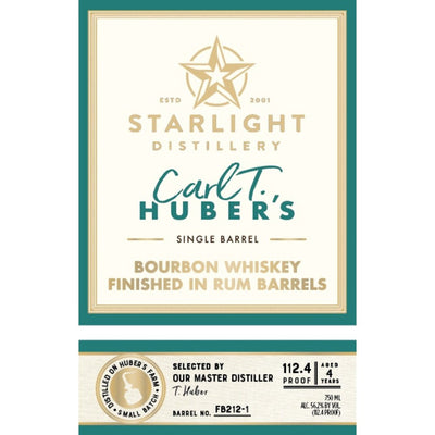 Starlight Carl T. Bourbon Finished In Rum Barrels - Main Street Liquor