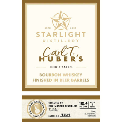 Starlight Carl T. Huber’s Bourbon Finished in Beer Barrels - Main Street Liquor