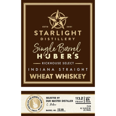 Starlight Huber's Indiana Straight Wheat Whiskey - Main Street Liquor