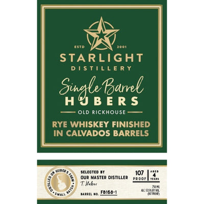 Starlight Old Rickhouse 4 Year Old Rye Finished In Calvados Barrels - Main Street Liquor