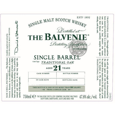 The Balvenie 21 Year Old Single Barrel Traditional Oak - Main Street Liquor