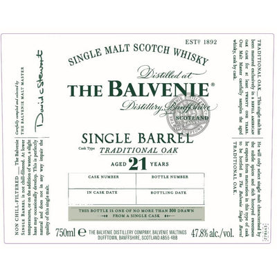 The Balvenie Single Barrel Traditional Oak 21 Year Old - Main Street Liquor