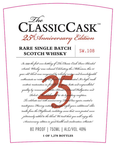 The Classic Cask 25th Anniversary Edition Rare Single Batch Scotch Whisky - Main Street Liquor