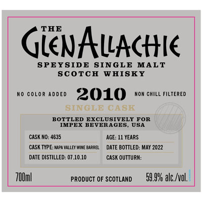 The GlenAllachie 2009 11 Year Napa Valley Wine Barrel Single Cask #4635 - Main Street Liquor