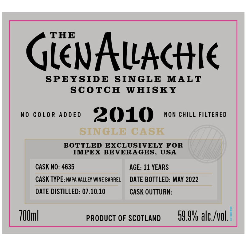 The GlenAllachie 2009 11 Year Napa Valley Wine Barrel Single Cask 