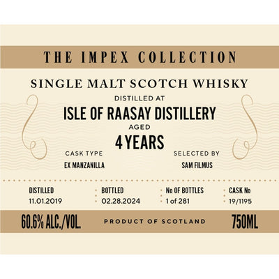 The ImpEx Collection Isle of Raasay Distillery 4 Year Old - Main Street Liquor
