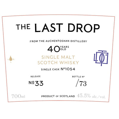 The Last Drop 40 Year Old Auchentoshan Distillery Single Malt Scotch - Main Street Liquor