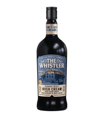 The Whistler Blenders Select Irish Cream Liqueur 750mL bottle with blue label and detailed design.