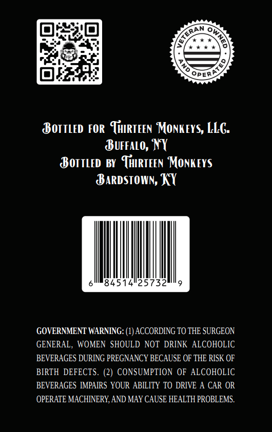 Thirteen Monkeys 13 Black Liberty Edition Kentucky Straight Bourbon Whiskey 9 Years - Main Street Liquor