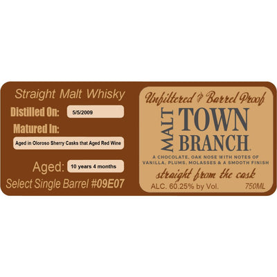 Town Branch Straight Malt Whiskey Oloroso Sherry Cask Aged - Main Street Liquor
