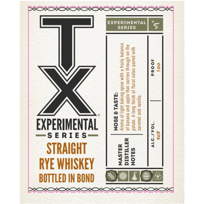 TX Experimental Series #5 Bottled in Bond Straight Rye Whiskey - Main Street Liquor